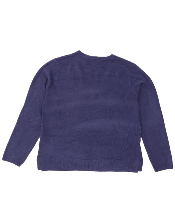 Marks & Spencer Womens V-Neck Jumper Sweater UK 14 Large Blue Acrylic