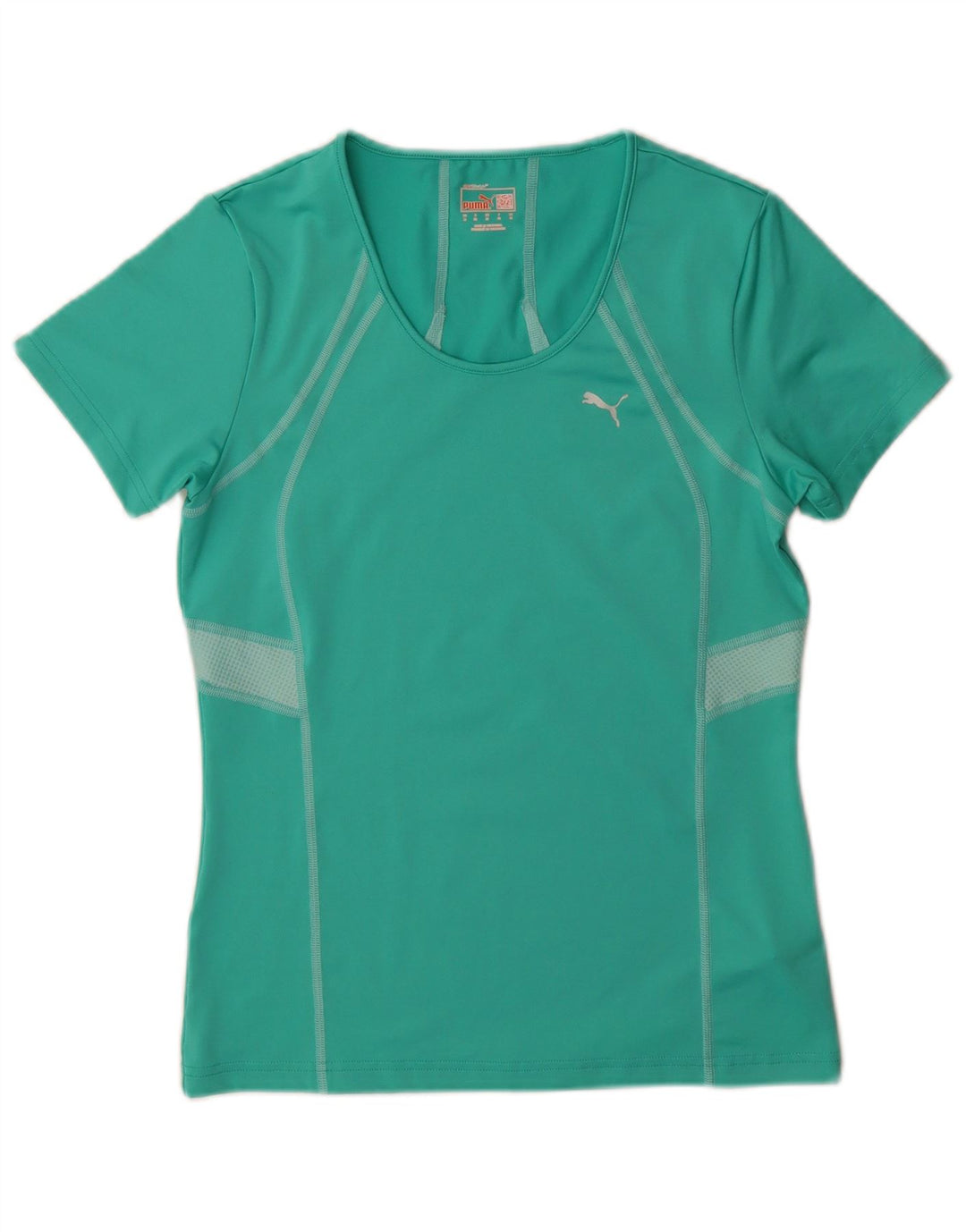 Puma Womens T-Shirt Top UK 12 Medium Green Colourblock Polyester