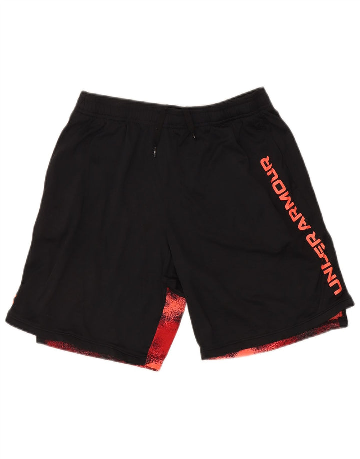 UNDER ARMOUR Boys Abstract Pattern Sport Shorts 13-14 Years XL Black