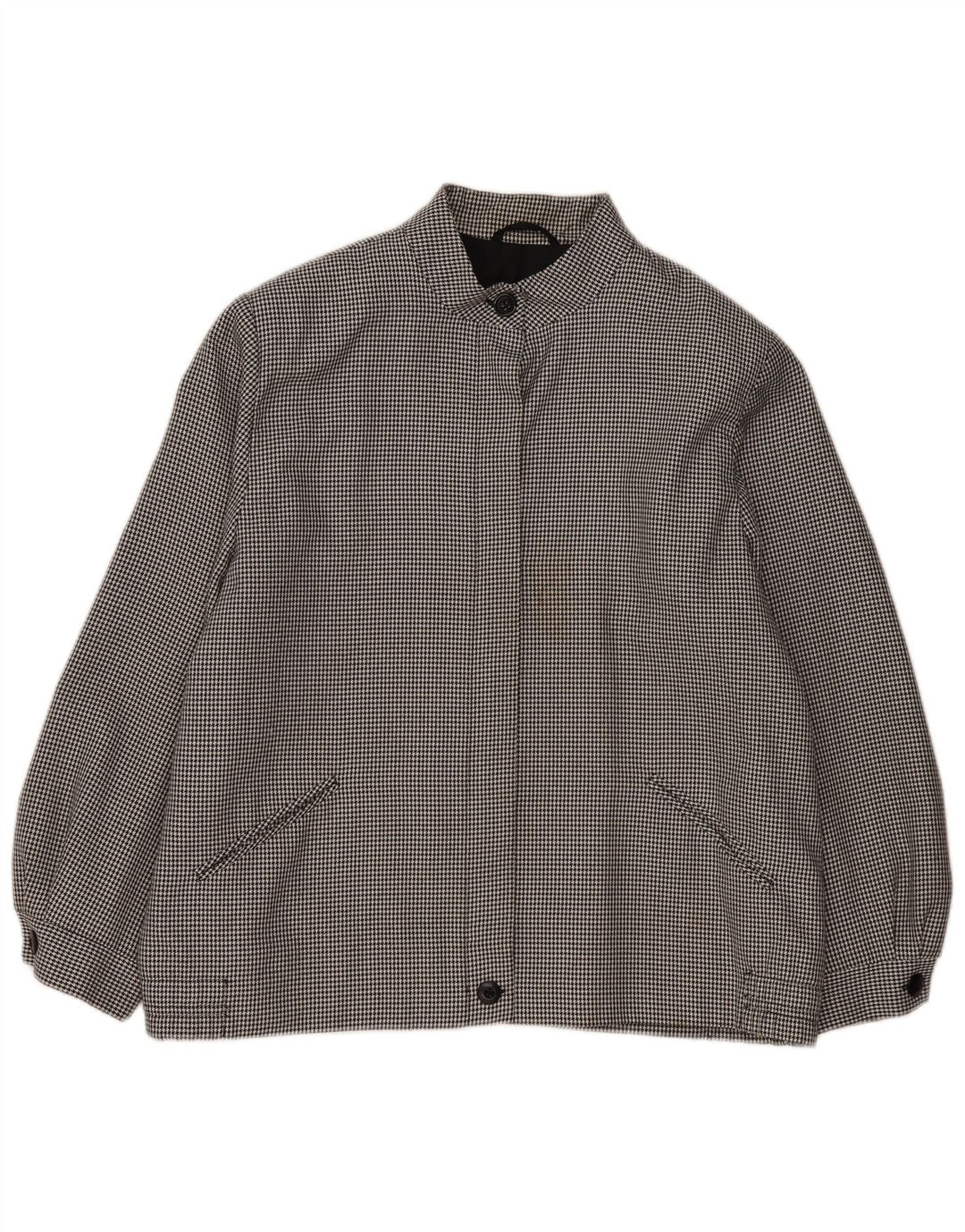 Jachetă Bomber Vintage pentru femei UK 20 2XL Poliester cu picior de găin negru