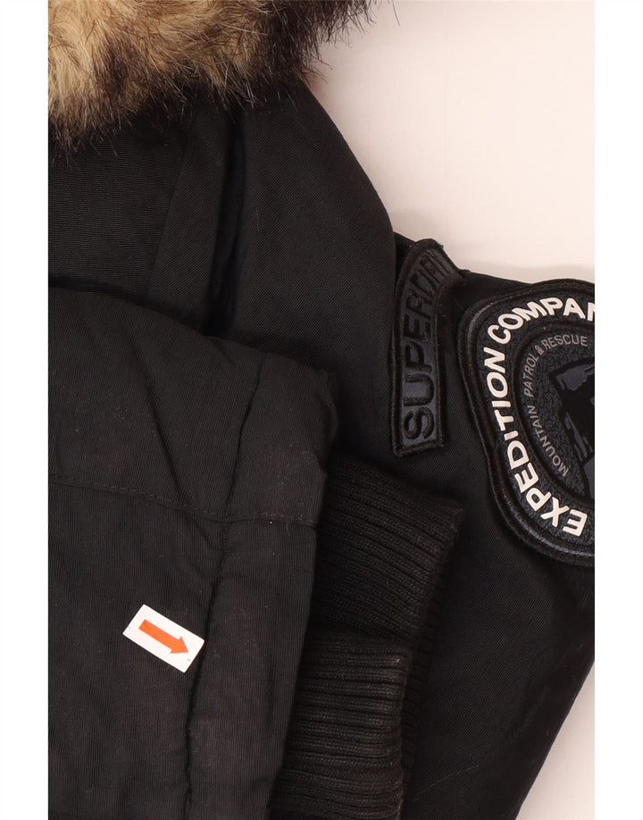 Superdry Womens Parka Jacket UK 12 Medium Black Winter