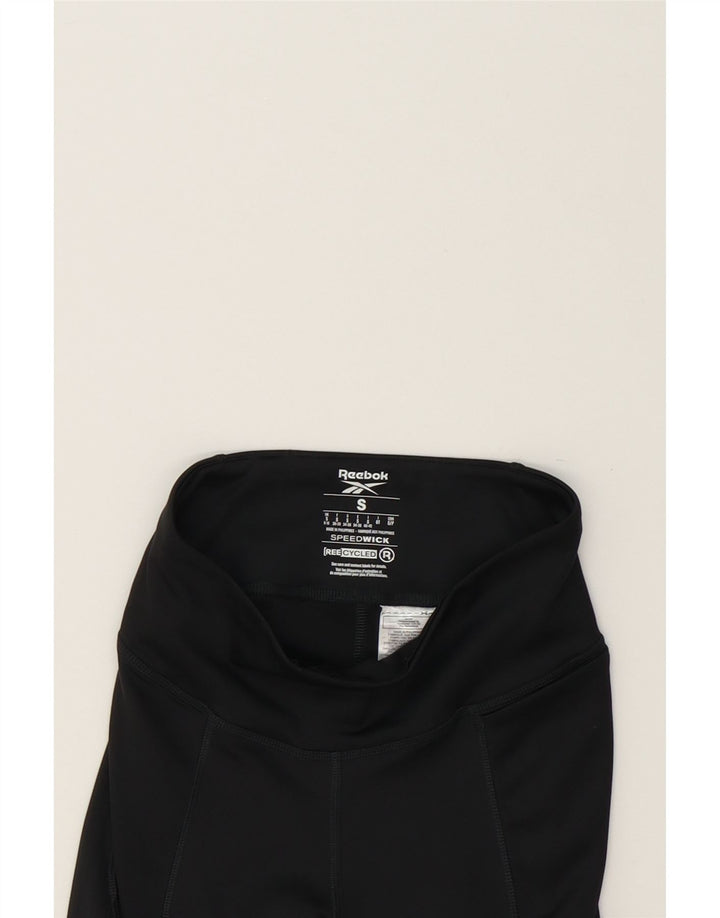 REEBOK Womens Capri Tracksuit Trousers UK 8/10 Small  Black Polyester Vintage Reebok and Second-Hand Reebok from Messina Hembry 
