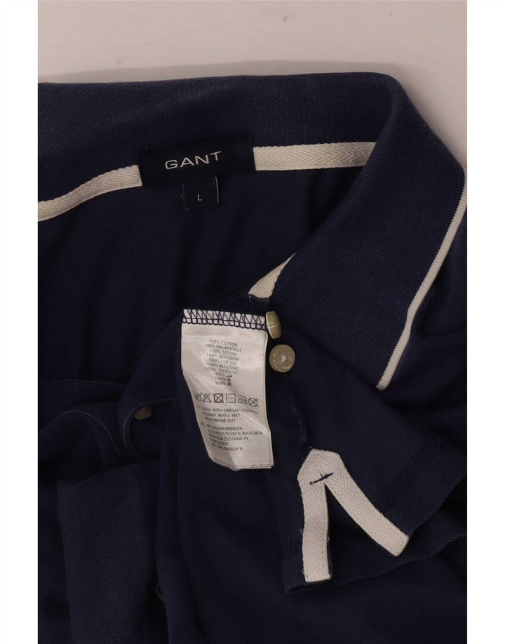 Gant Mens Polo Shirt Large Navy Blue Cotton
