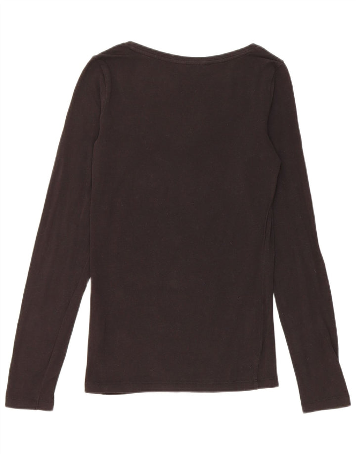 Guess Womens Graphic Top Long Sleeve UK 8 Small Black Cotton
