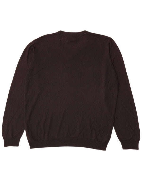 Marks & Spencer Mens V-Neck Jumper Sweater XL Black Acrylic