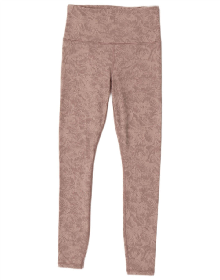Athleta Womens abstrakt mønster Leggings UK 8 Small Pink Nylon