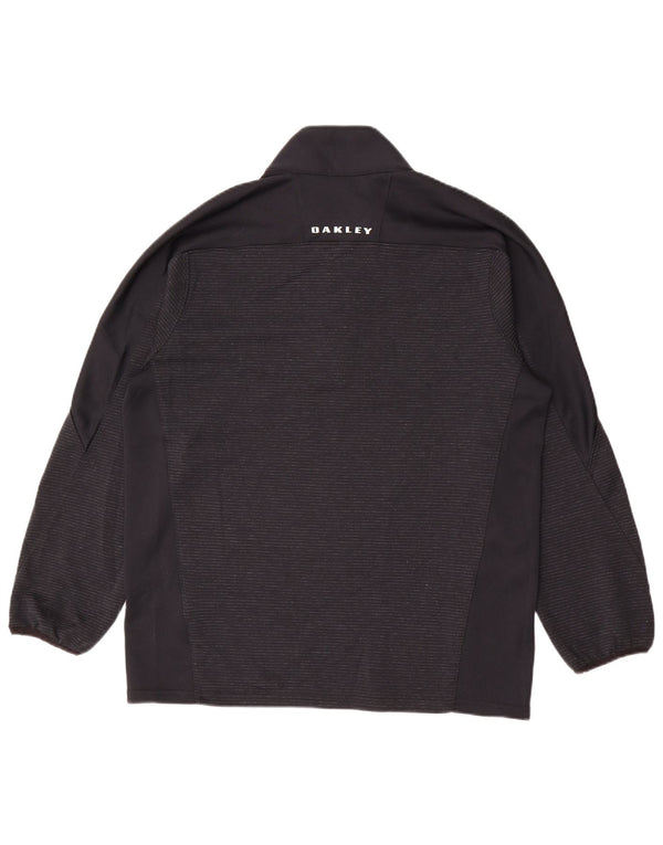 Oakley Herre Zip Neck Pullover Træningsdragt Top Medium Sort Stribet