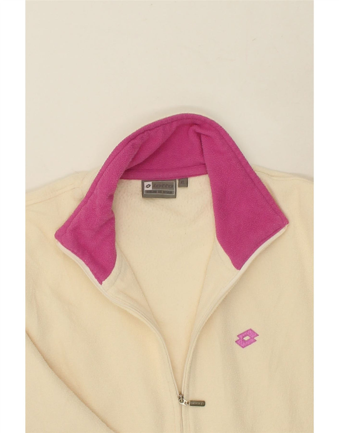 LOTTO Womens Fleece Jacket UK 18 XL White Polyester | Vintage Lotto | Thrift | Second-Hand Lotto | Used Clothing | Messina Hembry 