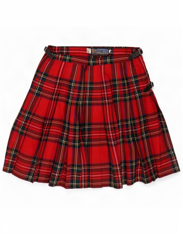 Edinburgh Old Town Weaving Co Womens Kilted Wrap Skirt Large W32 Red Plaid