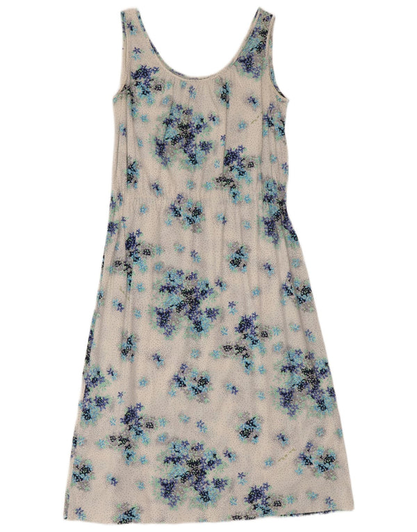 Vintage Dame Ærmeløs A-Line Kjole IT 46 Large White Floral