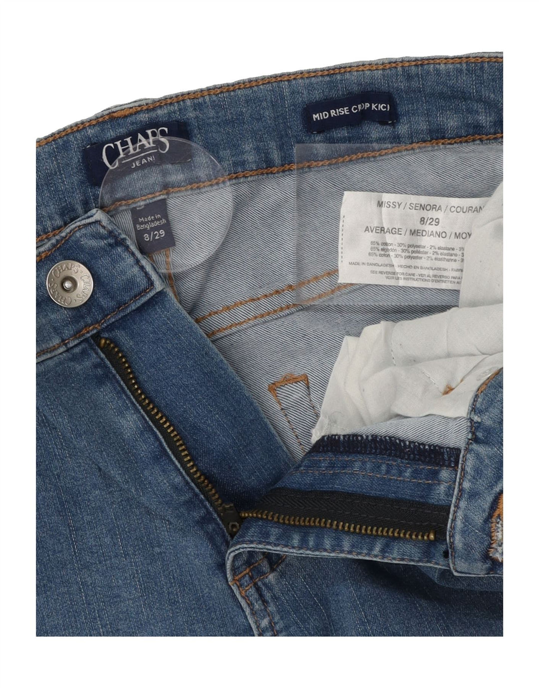 CHAPS Womens Kick Mid Rise Cropped Jeans US 8 Medium W29 L25 Blue Cotton Vintage Chaps and Second-Hand Chaps from Messina Hembry 