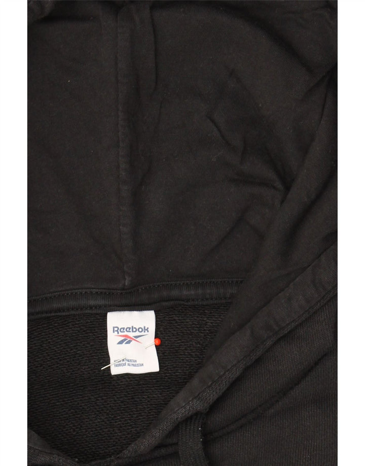 REEBOK Mens Graphic Hoodie Jumper Large Black Vintage Reebok and Second-Hand Reebok from Messina Hembry 