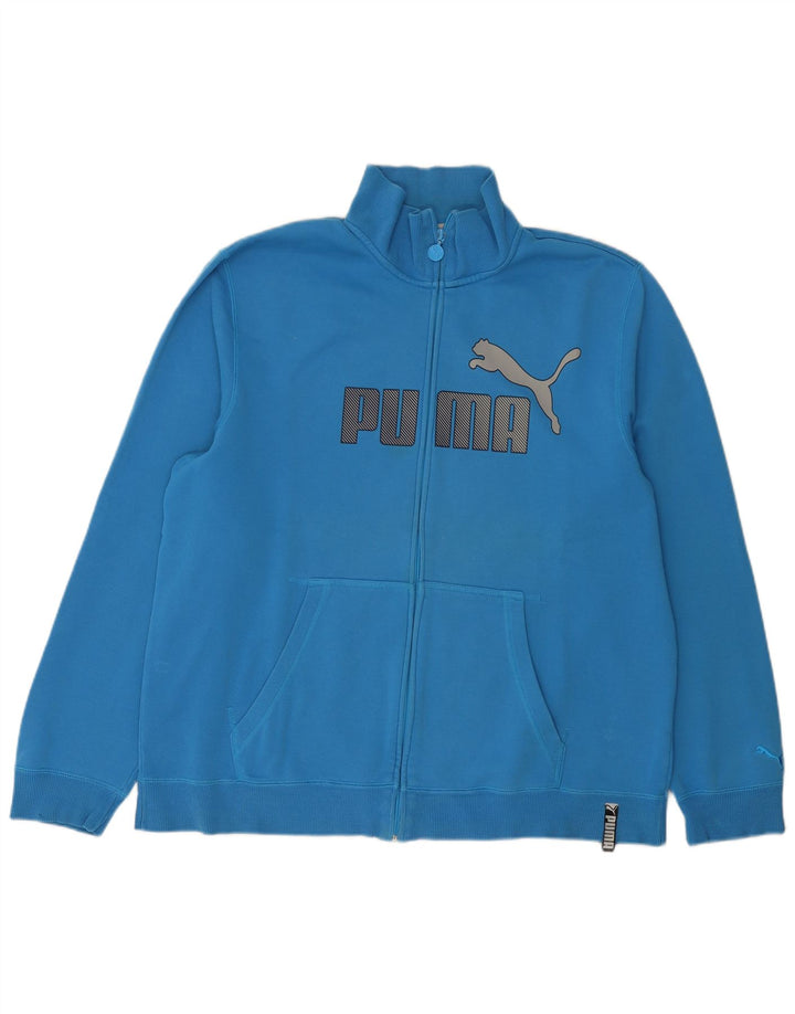 Puma Mens Graphic Tracksuit Top Jacket XL Blue Cotton
