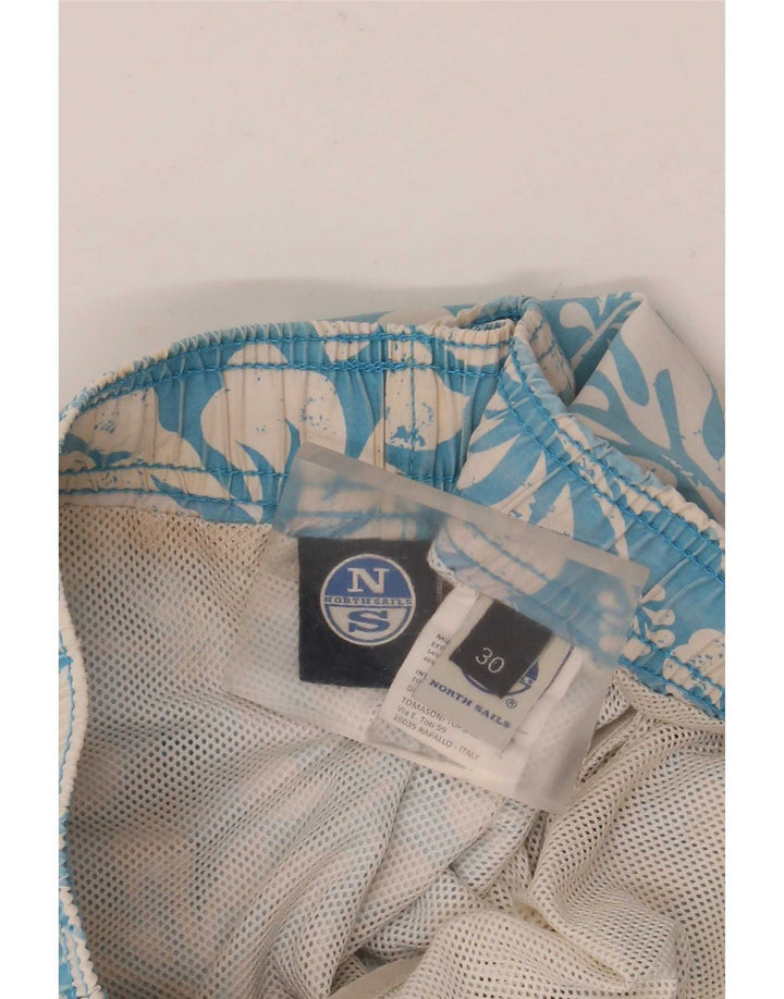 North Sails Mens Swimming Shorts Medium  Blue Floral Cotton