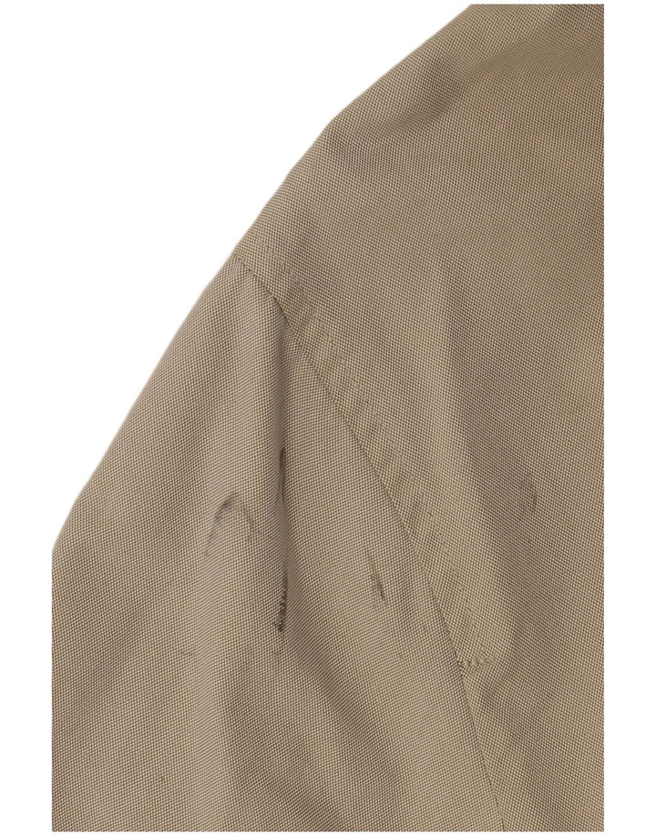 Massimo Dutti Mens Overcoat EU 40 Large Khaki Cotton