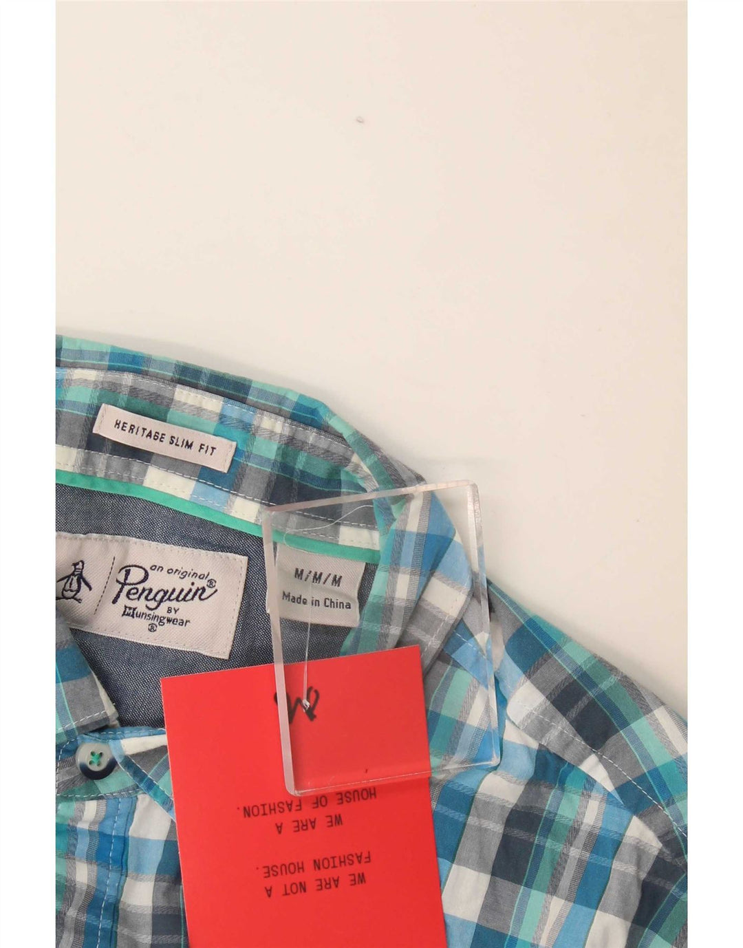 Penguin Mens Heritage Slim Fit Shirt Medium Blue Check
