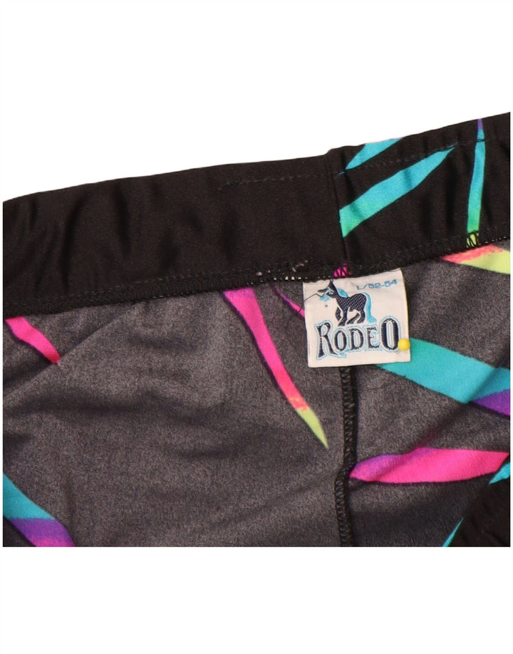Rodeo Womens Leggings UK 14 Large  Black Striped Nylon