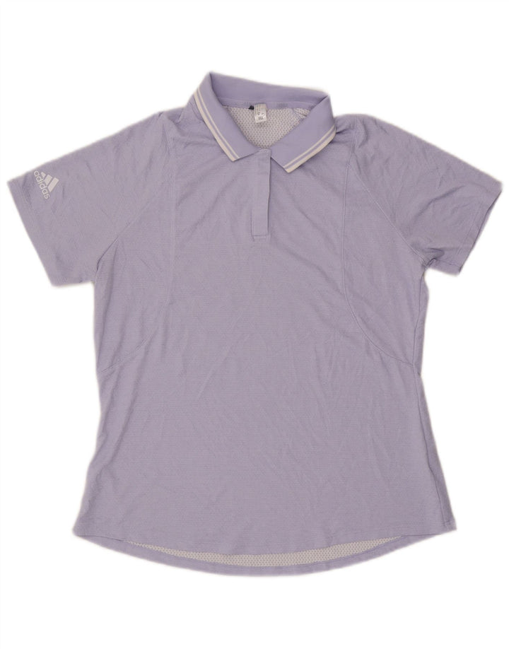 ADIDAS Womens Polo Shirt UK 14 Large Purple Polyester