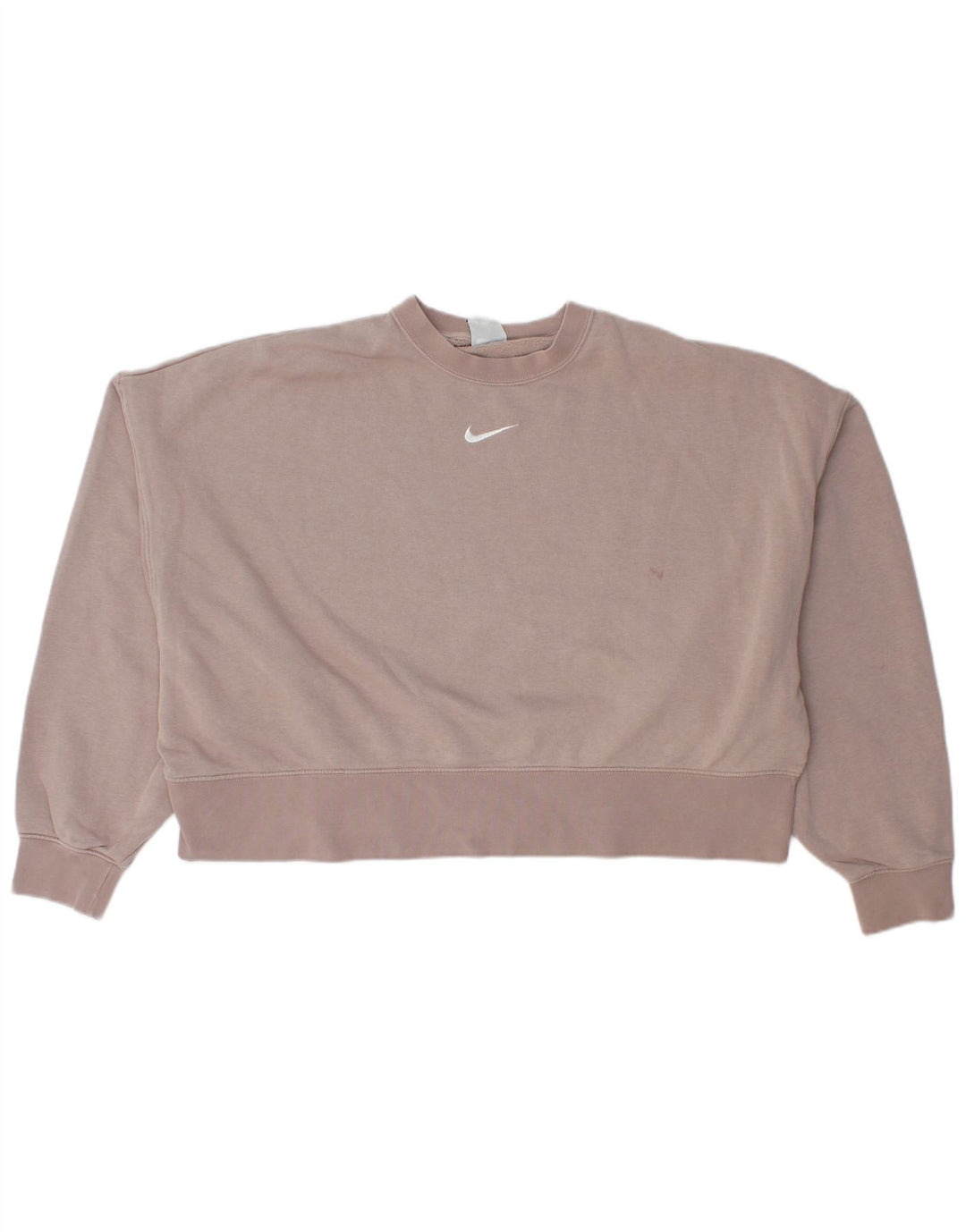 Nike Womens Crop Oversized Sweatshirt Jumper UK 14 Medium Pink Cotton