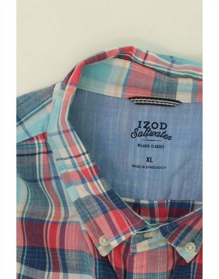 IZOD Mens Relaxed Classics Short Sleeve Shirt XL Blue Check Cotton Vintage Izod and Second-Hand Izod from Messina Hembry 