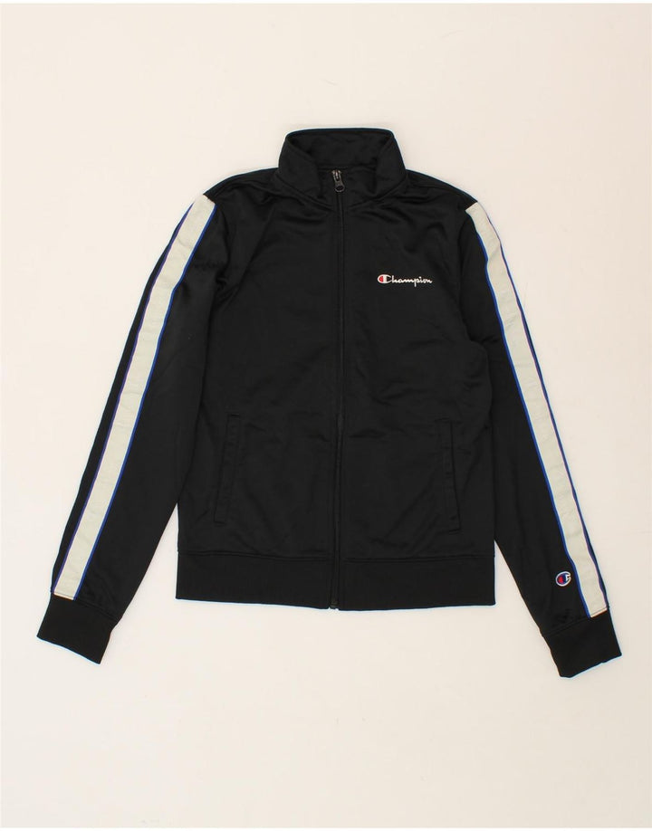 CHAMPION Boys Tracksuit Top Jacket 11-12 Years Large Black Colourblock Vintage Champion and Second-Hand Champion from Messina Hembry 