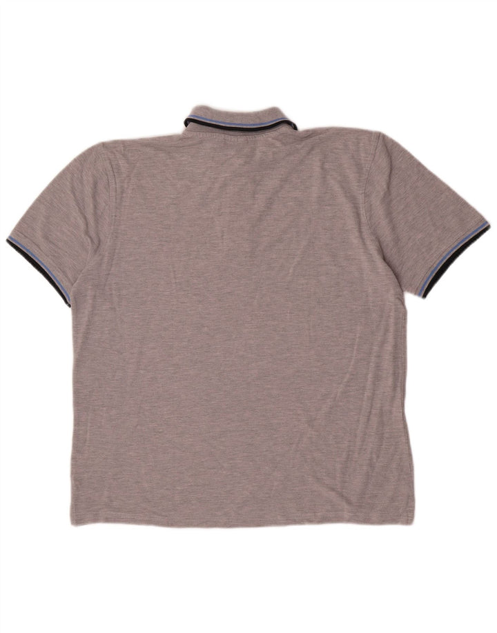 Diadora Mens Polo Shirt Large Grey Striped Cotton