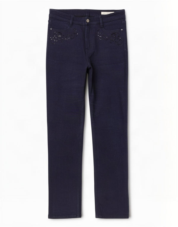 Marks & Spencer Damskie proste dżinsy UK 10 Small W30 L29 Granatowa bawełna