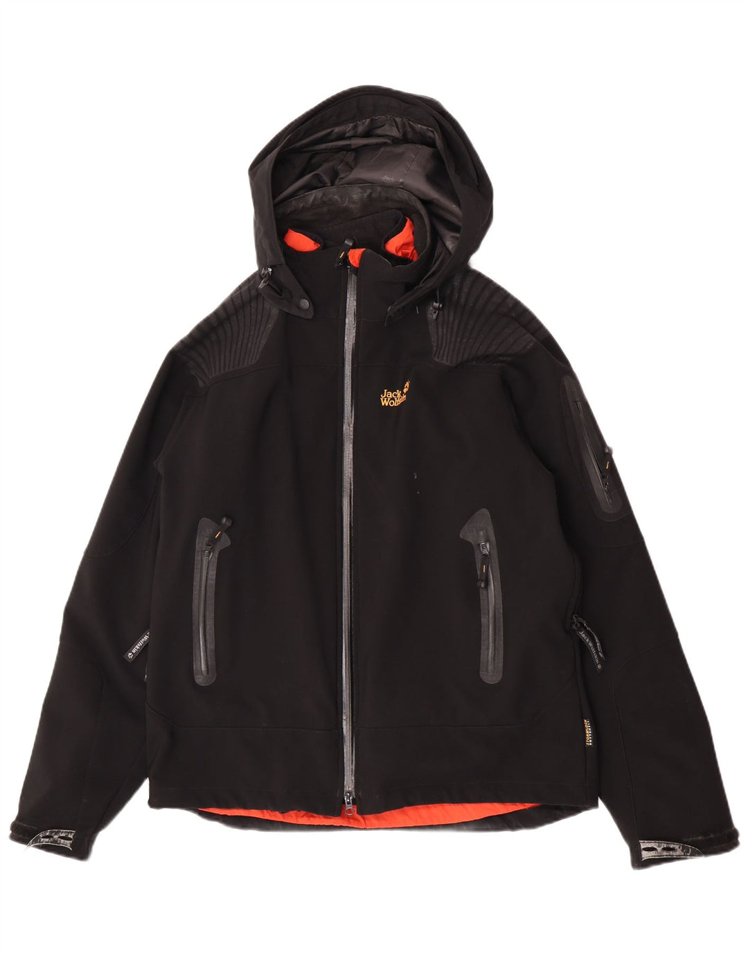 Jack Wolfskin Herre Hooded Windbreaker Jacket UK 40/42 Large Black Polyester
