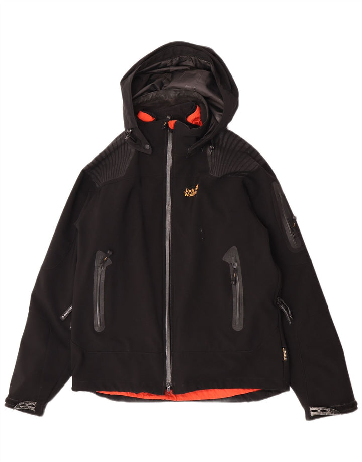 Jack Wolfskin Herre Hooded Windbreaker Jacket UK 40/42 Large Black Polyester