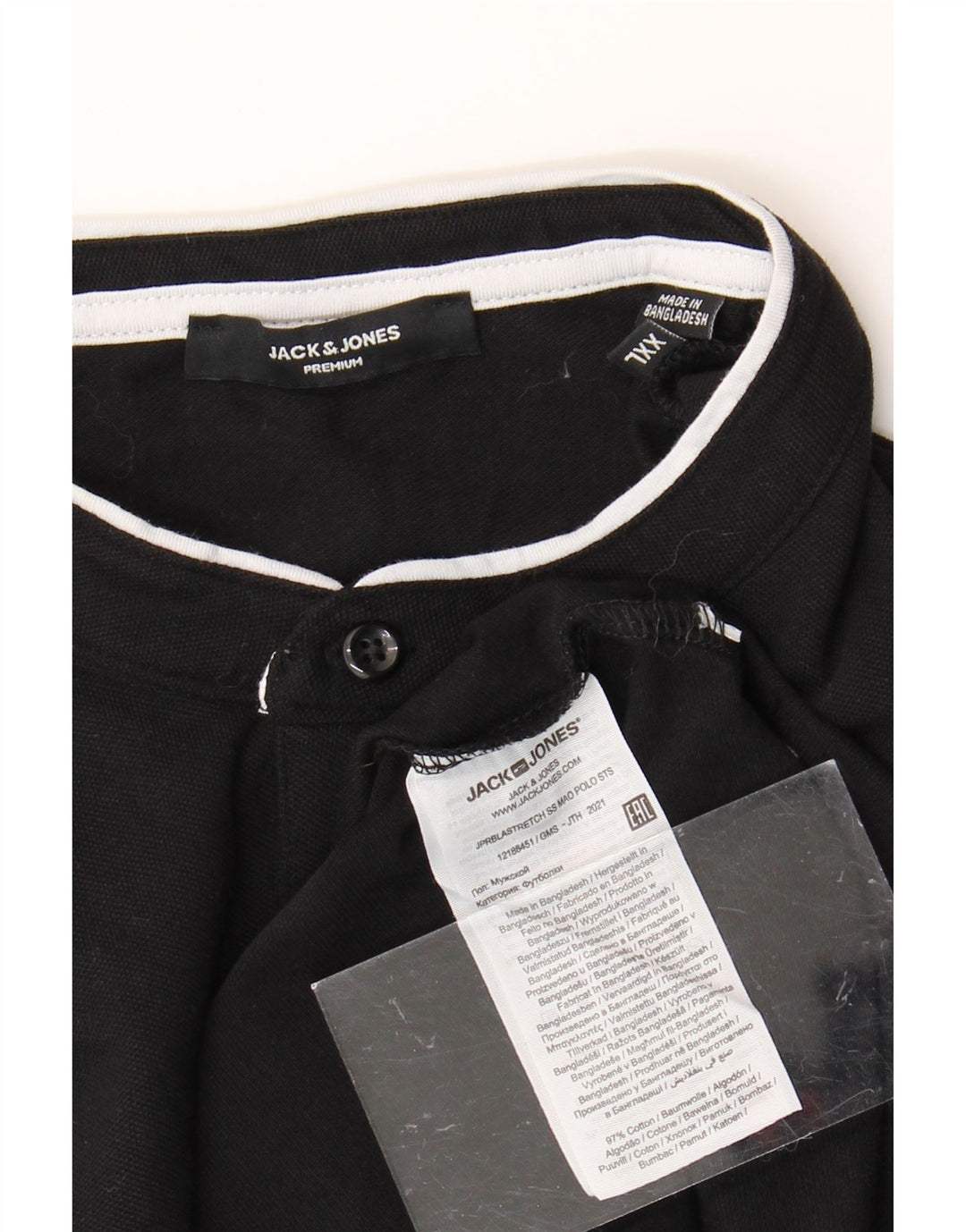 JACK & JONES Mens Polo Shirt 2XL Black Cotton