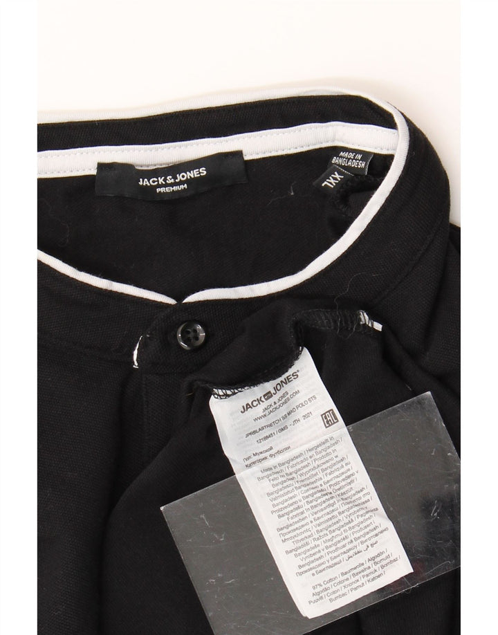 JACK & JONES Mens Polo Shirt 2XL Black Cotton