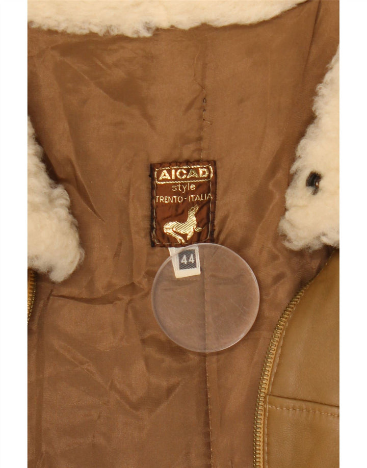 Aicad Womens Oversized Leather Jacket IT 44 Medium Brown
