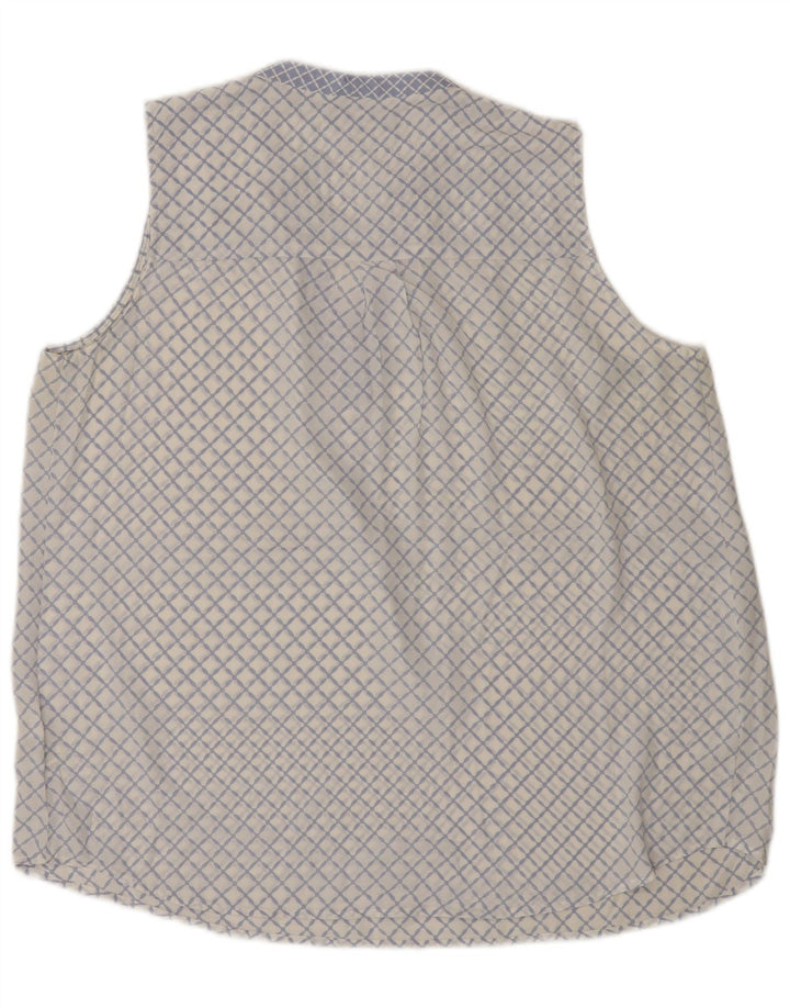 Marks & Spencer Womens Sleeveless Blouse Top UK 16 Large Blue Geometric