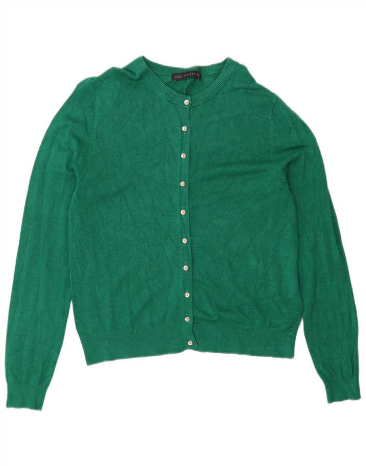 Maglione cardigan da donna Marks & Spencer UK 12 Viscosa verde medio