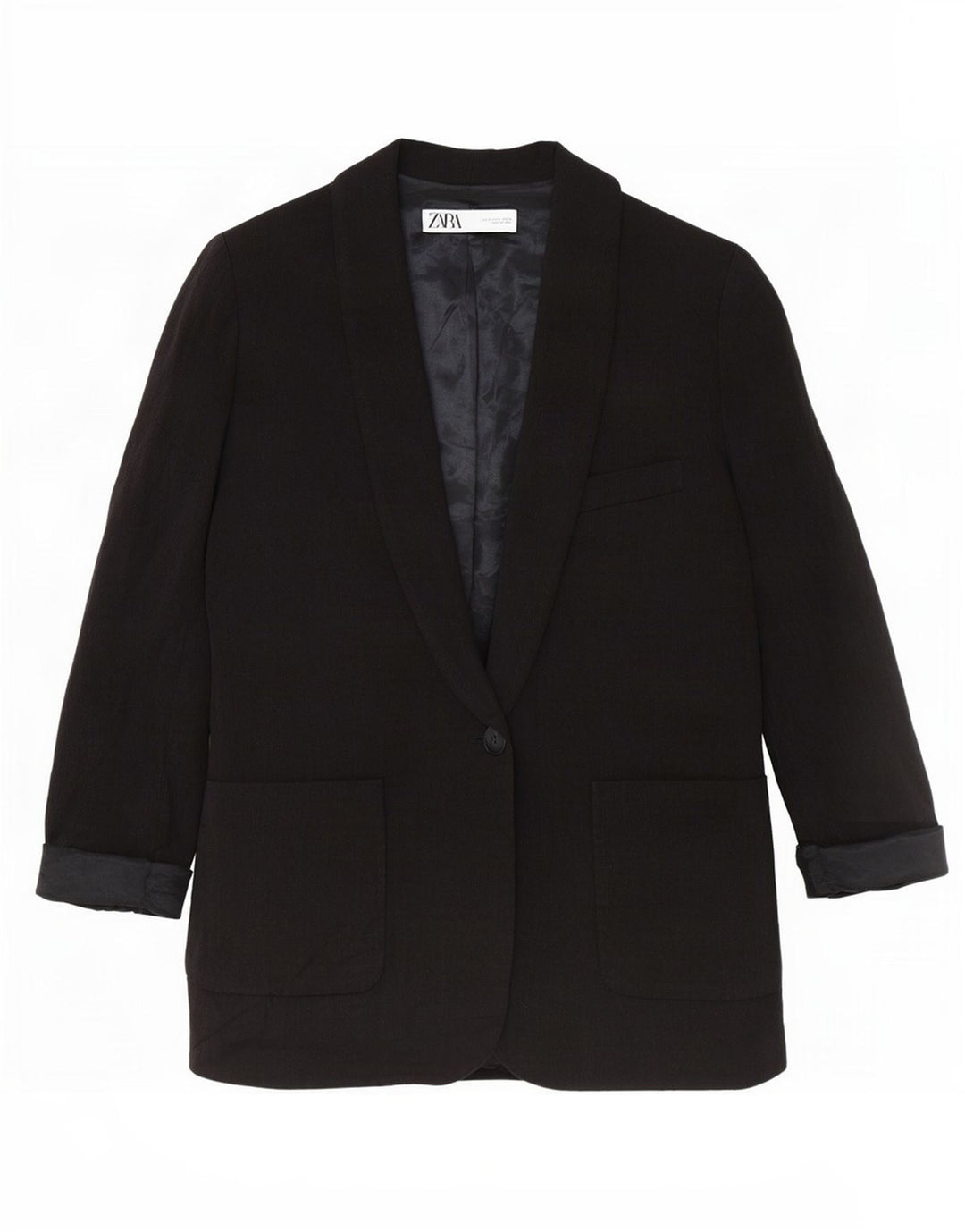 Zara Veste blazer à 1 bouton pour femme UK 14 Noir moyen