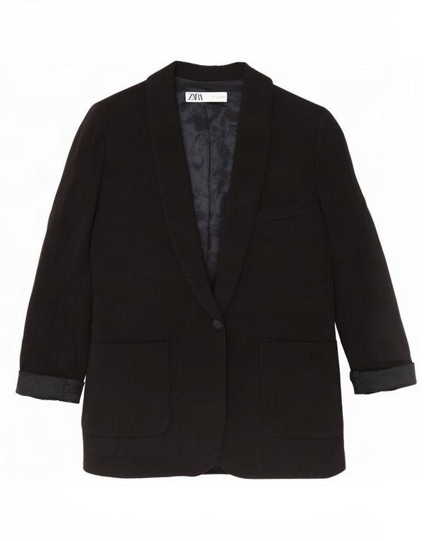 Zara Veste blazer à 1 bouton pour femme UK 14 Noir moyen