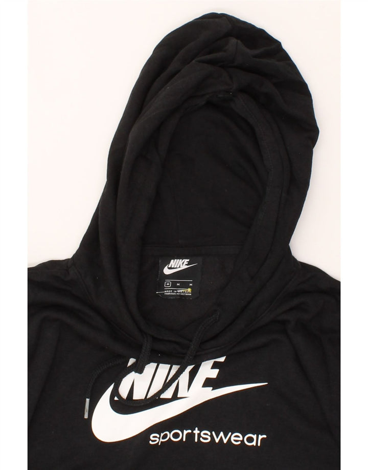 NIKE Womens Oversized Crop Graphic Hoodie Jumper UK 14 Medium Black Vintage Nike and Second-Hand Nike from Messina Hembry 