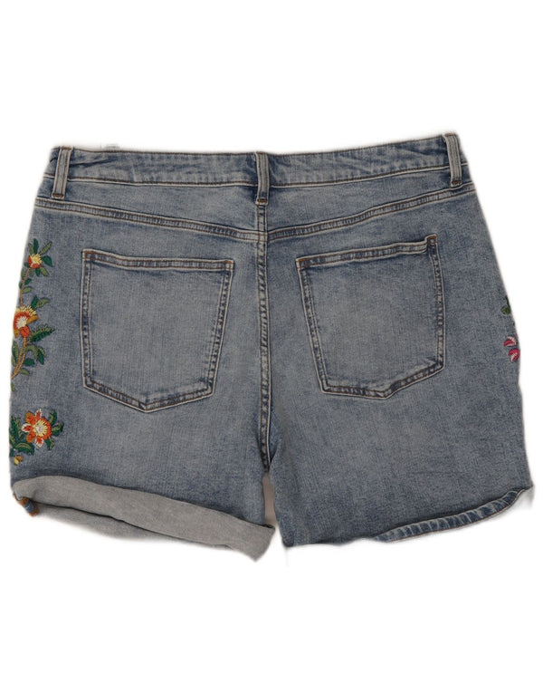 Marks & Spencer Short en jean Boyfriend pour femme UK 16 Large W35 Bleu Floral