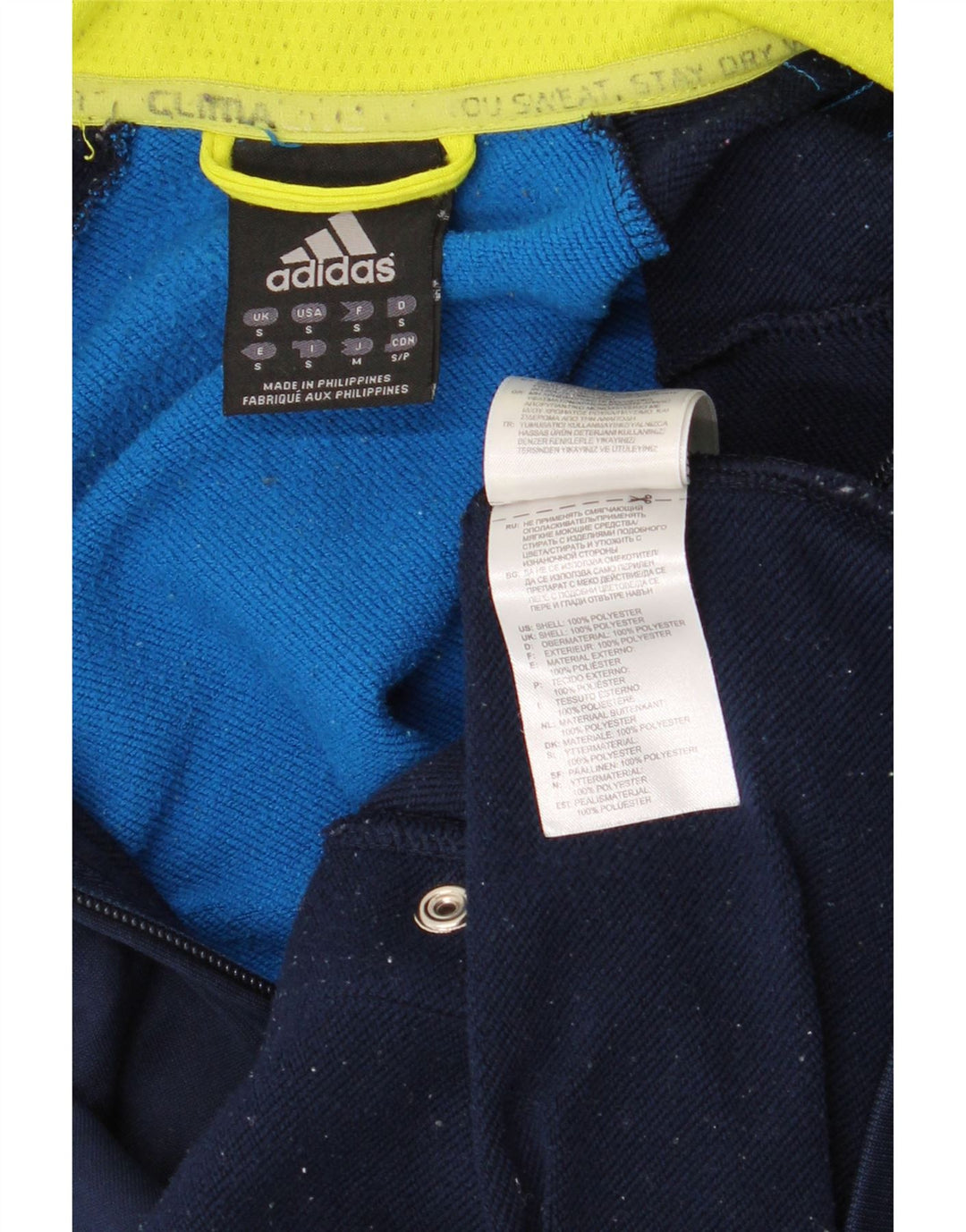 Giacca da allenamento Adidas Climalite da uomo, piccola, in poliestere blu navy