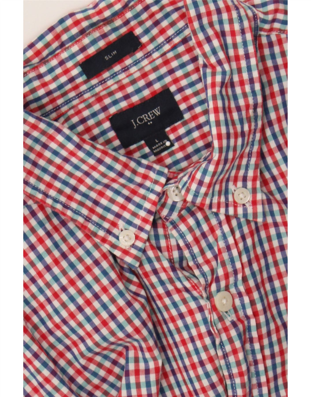 J. CREW Mens Slim Shirt Large Red Check Vintage J. Crew and Second-Hand J. Crew from Messina Hembry 