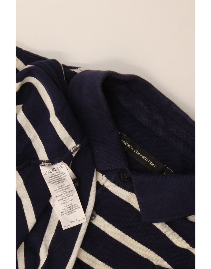 French Connection Herre poloshirt Medium Navyblå stribet bomuld