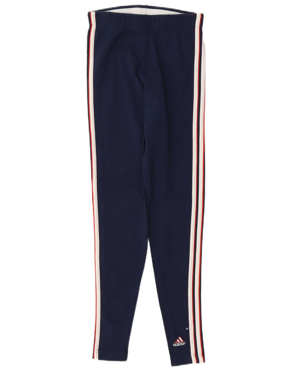 Adidas Damen Leggings UK 12 Medium Marineblau Baumwolle