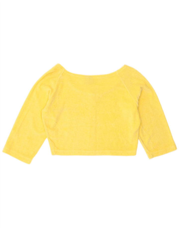 Uncle Sam Womens 3/4-ærmet Crop Top UK 12 Medium Gul Bomuld