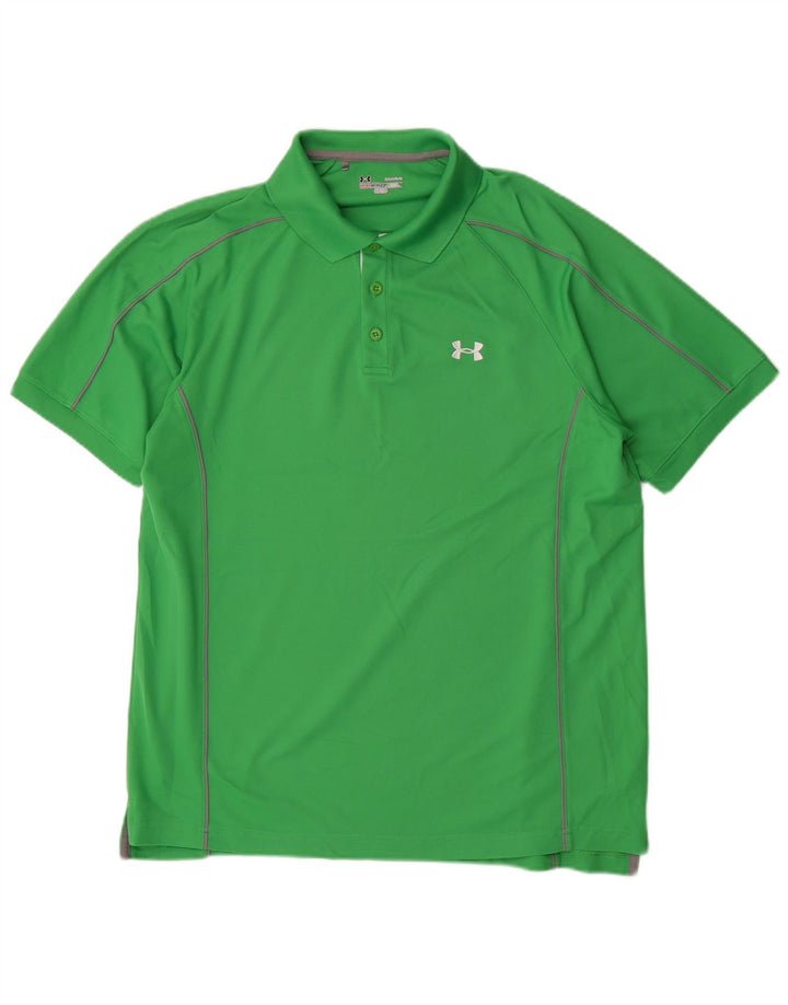 UNDER ARMOUR Mens Heat Gear Polo Shirt Large Green Polyester