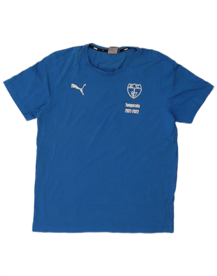 Puma Mens Graphic T-Shirt Top Large Blue Cotton