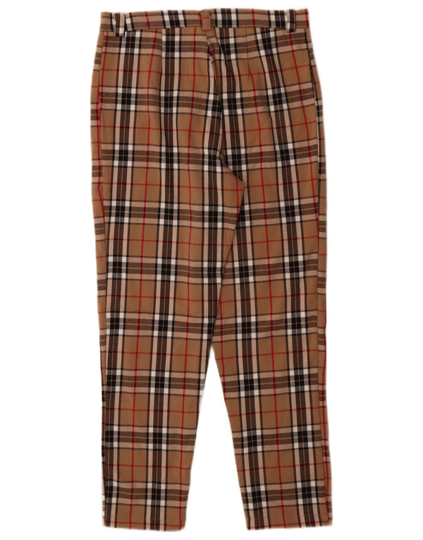 Pantaloni casual slim fit da donna vintage XL W30 L28 cotone a quadri marrone