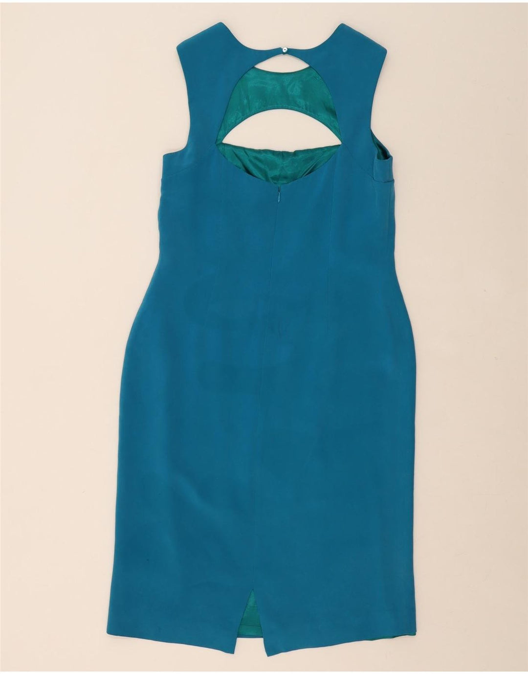 AUGUST SILK Womens Sleeveless Sheath Dress UK 12 Medium Blue Silk Vintage August Silk and Second-Hand August Silk from Messina Hembry 