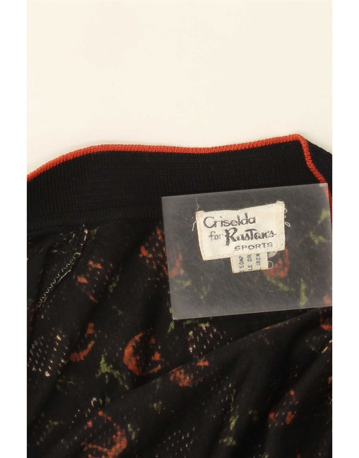 Vintage Damen 2-teiliges Set UK 14 Mittelschwarz geblümt