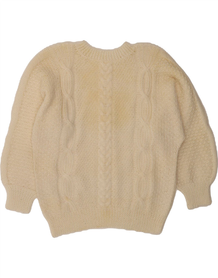 VINTAGE Womens Crew Neck Jumper Sweater UK 12 Medium Off White Vintage Vintage and Second-Hand Vintage from Messina Hembry 