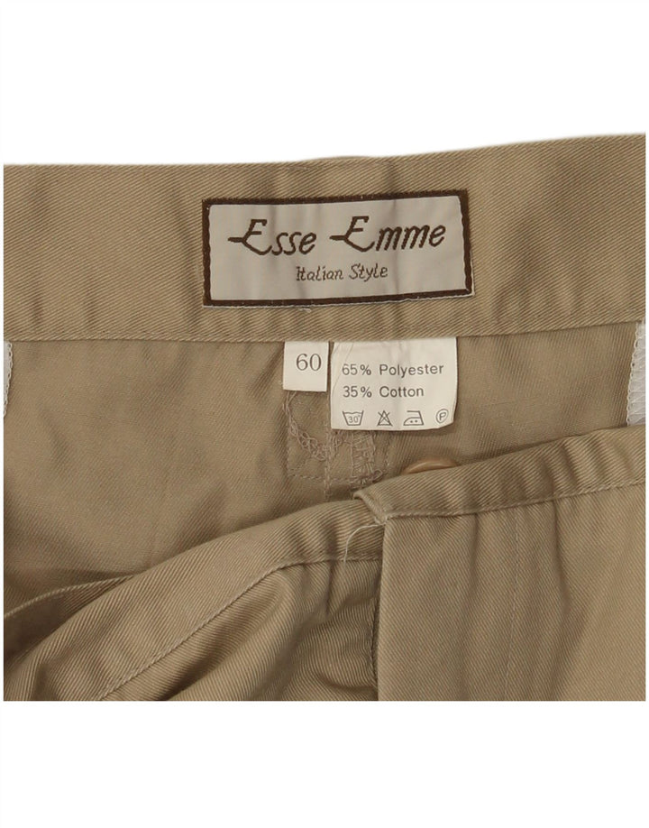 VINTAGE Mens Straight Cargo Trousers W42 L31 Beige Polyester